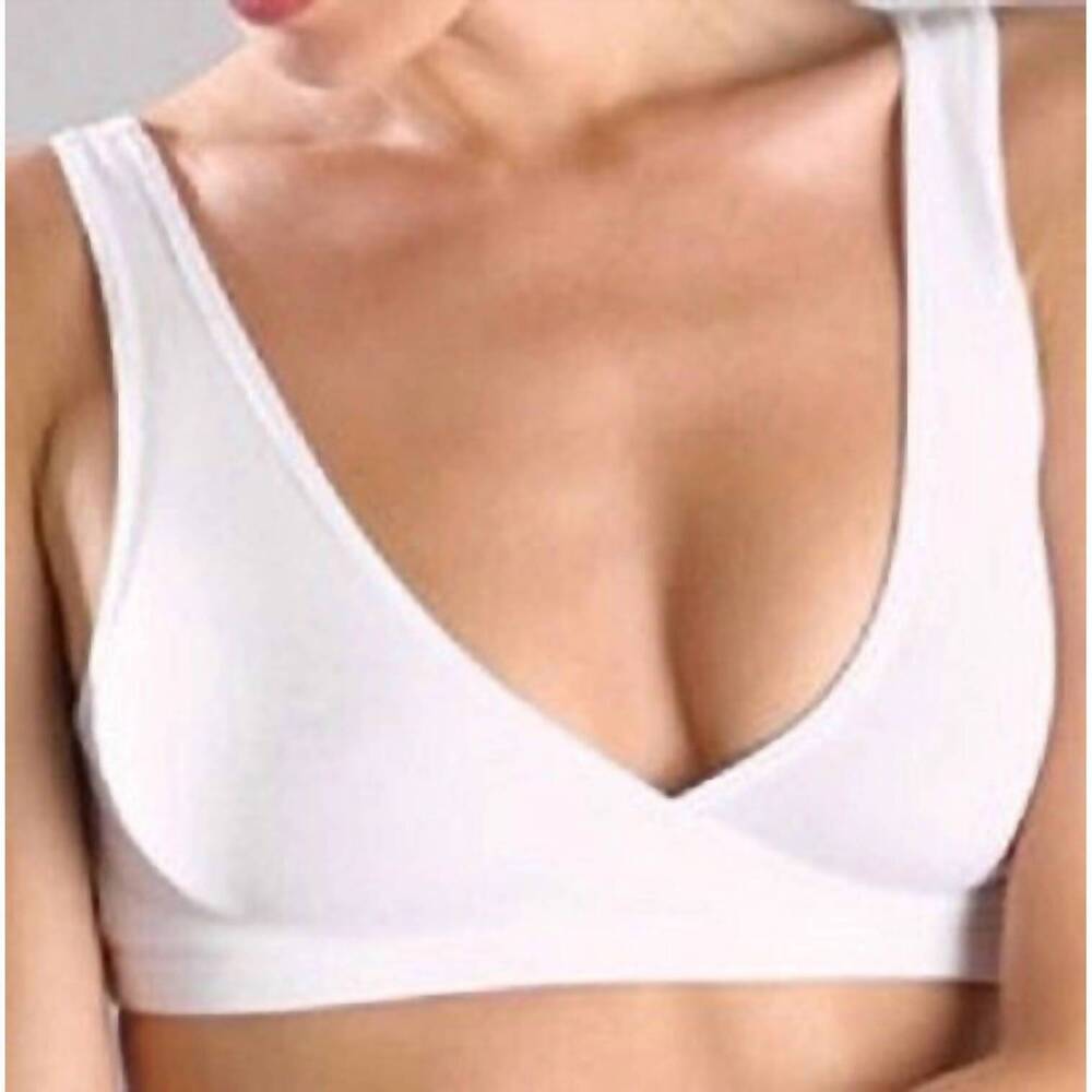 NEW ELITA essentials crossover wire-free mini camisole bra in white